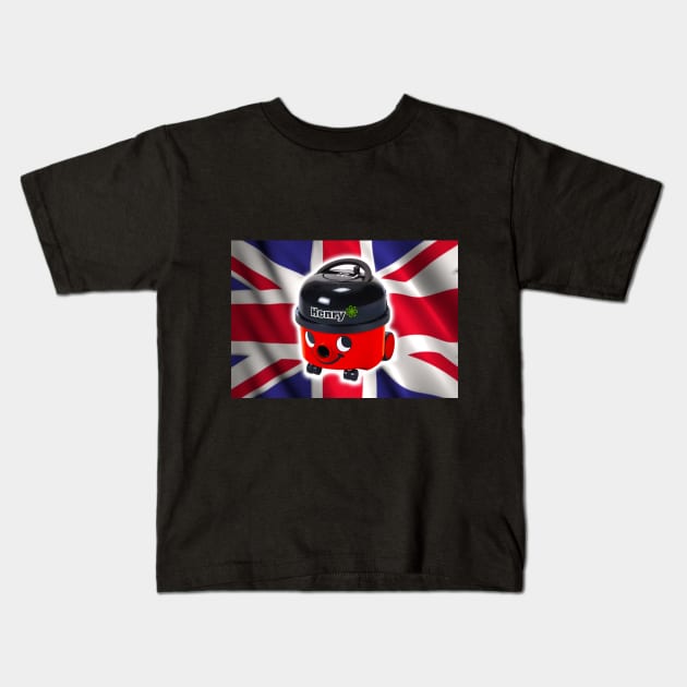 Henry Hoover with UK Flag Kids T-Shirt by raiseastorm